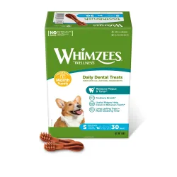 Whimzees by Wellness Monthly Toothbrush Box - Grösse S: für kleine Hunde (450 g, 30 Stück)