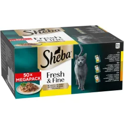Multipack Sheba Fresh & Fine Frischebeutel 50 x 50 g - mit Huhn, Geflügel & Truthahn in Sauce