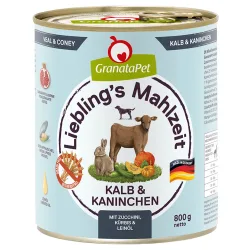 Sparpaket GranataPet Liebling's Mahlzeit 12 x 800 g - Kalb & Kaninchen mit Zucchini, Kürbis und Leinöl