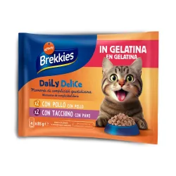 Brekkies Daily Delice 4 x 85 g - Huhn & Truthahn in Gelee
