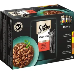 Sheba Sauce Collection Nassfutter Katze Adult, Mixpaket, in Sauce 12x85 g Herzhafte Komposition