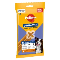 Pedigree Dentastix Tägliche Zahnpflege Hundesnack - 5 Stück (128 g) für mittelgrosse Hunde (10-25 kg)