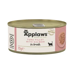 Sparpaket Applaws in Brühe 24 x 70 g - Thunfischfilet & Lachs