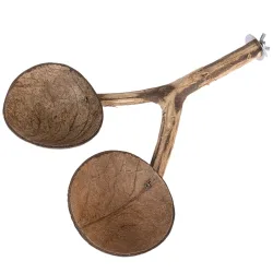 TIAKI Sitzstange mit Kokosnuss-Näpfen - L 30 x B 22 x H 5 cm