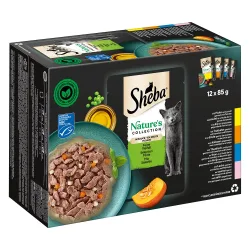 Sheba Nature's Collection in Sauce 12 x 85 g - Fisch Variation (Thunfisch, Lachs, Kabeljau, Hochseefisch)