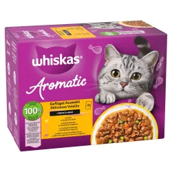 Sparpaket Whiskas 1+ Aromatic Selection 96 x 85 g - Geflügel in Sauce