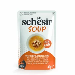 Schesir Cat Soup 12 x 40 g in Beuteln - Thunfisch, Karotten und Kürbis