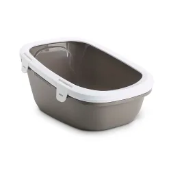 Savic Katzentoilette Simba mit Sieb - warmgrau / weiss