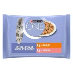 Sparpaket PURINA ONE 8 x 85 g - Coat & Hairball Huhn und Lachs