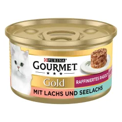 Sparpaket Gourmet Gold Raffiniertes Ragout 24 x 85 g - Fleisch Mix (Huhn, Rind, Thunfisch, Lachs)