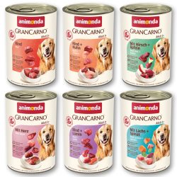 animonda GranCarno Original Nassfutter Hund Adult, Mixpaket 6x400 g Herzhafte Variation