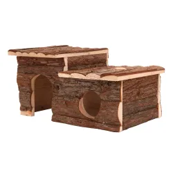 Nagerblockhaus mit Terrasse - L 43 x B 28 x H 22 cm