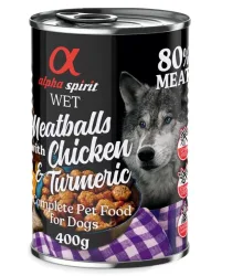 alpha spirit Dog Meatballs 6 x 400 g - Huhn & Kurkuma