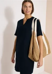 Knielanges Kleid aus Leinenmix