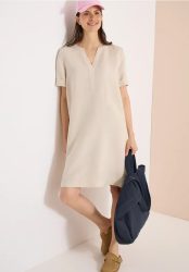 Knielanges Kleid aus Leinenmix