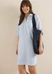 Knielanges Kleid mit Streifenmuster