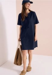 Knielanges Kleid in Seersuckerqualität