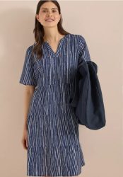 Knielanges Kleid mit Streifenmuster