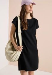 Knielanges Kleid mit Seersuckerstruktur