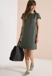 Knielanges Kleid mit Seersuckerstruktur