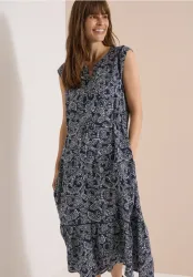 Midikleid mit Split Neck und Print