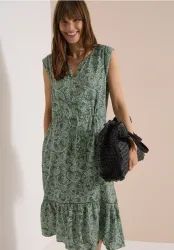 Midikleid mit Split Neck und Print