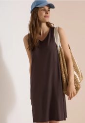 Knielanges Jerseykleid mit V