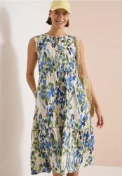 Cecil Midikleid Eingrifftaschen Midi-Sommerkleid mit grafischem Muster