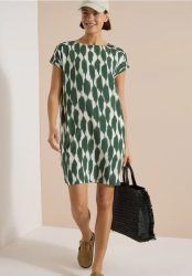 Knielanges Kleid mit Capsleeves und Print