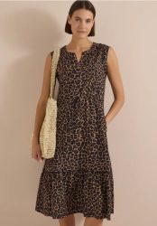Midikleid mit Split Neck und Print