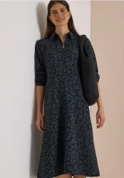 Midikleid mit Zipperdetail und Leo-Muster