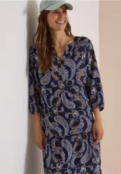 Midikleid mit Split Neck und Print