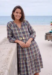 Knielanges Kleid mit Split Neck und Print