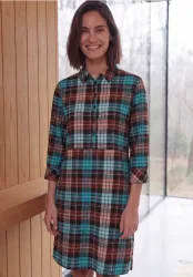 Knielanges Flanellkleid mit Print