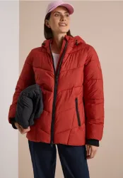 Puffer-Jacke in Midi-Länge mit Kapuze