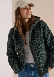 Jacke mit Wollanteil und Leo-Muster