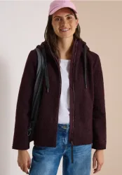 Jacke in Woll-Optik mit Kapuze
