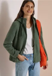 Jacke in Woll-Optik mit Kapuze