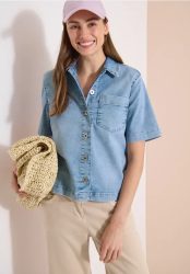 Kurzarm Overshirt mit Knopfleiste