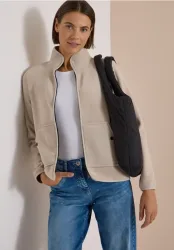 Fleecejacke mit Zipper und Stehkragen
