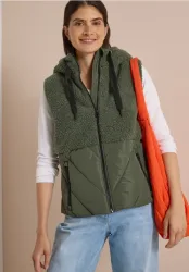 Teddy-Weste mit Steppteil und Zipper