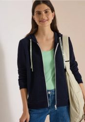 Sweatjacke mit Kapuze und Struktur