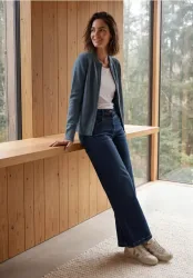 Langarm Cardigan mit Rundhals und Zipper