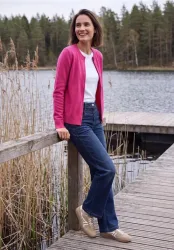 Langarm Cardigan mit Rundhals und Zipper