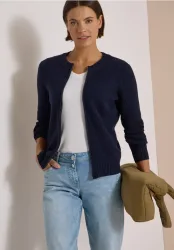 Cardigan in Unifarbe mit Reißverschluss