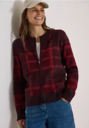 Federgarn Cardigan mit Rundhals
