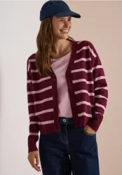 Cardigan mit V-Neck und Streifen