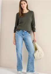 Langarm Pullover mit Rippdetail