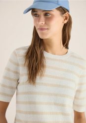 Kurzarm Pullover mit Struktur und Streifen