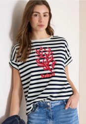 Kurzarm Sweatshirt mit breiten Streifen